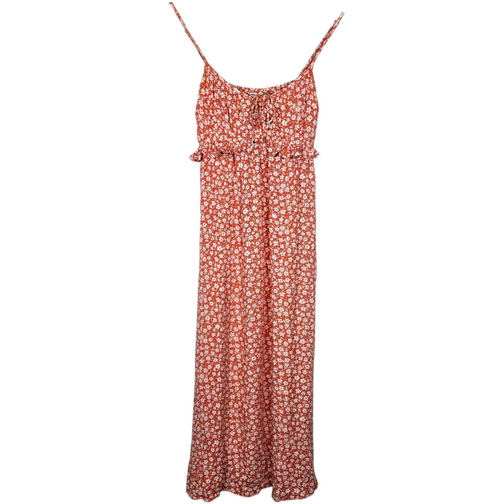 Billabong Rebel Heart Floral Midi Slip Sun Dress Womens Small Floral Orange Boho